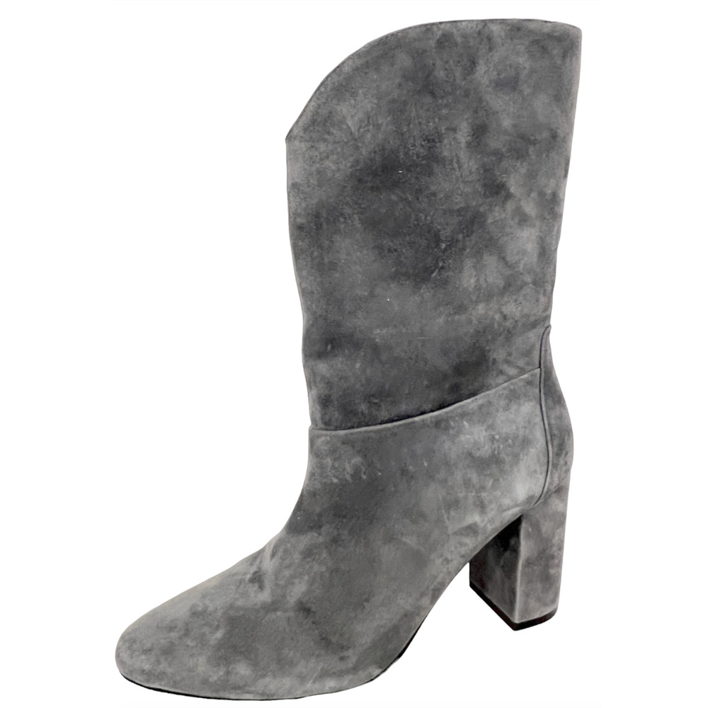 WHITE HOUSE BLACK MARKET WHBM GRAY SUEDE LEATHER CHARLIE MID HEEL BOOTS SHOES 9